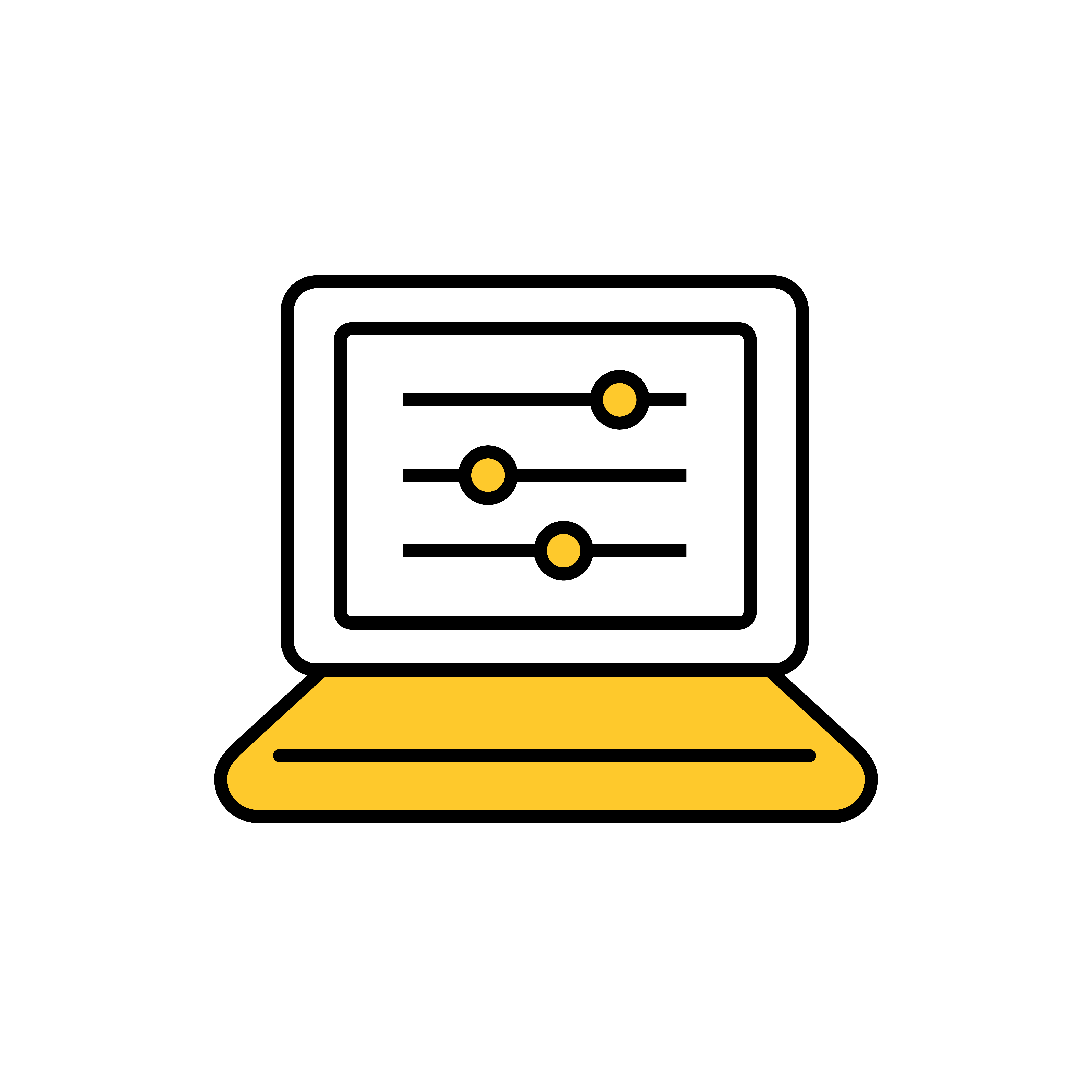 Laptop slider icon representing accurate calibration services by Wiral for peak vehicle wiring system performance.